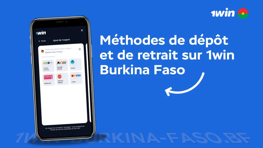 Méthodes de paiement dans l'application 1win Burkina Faso APK