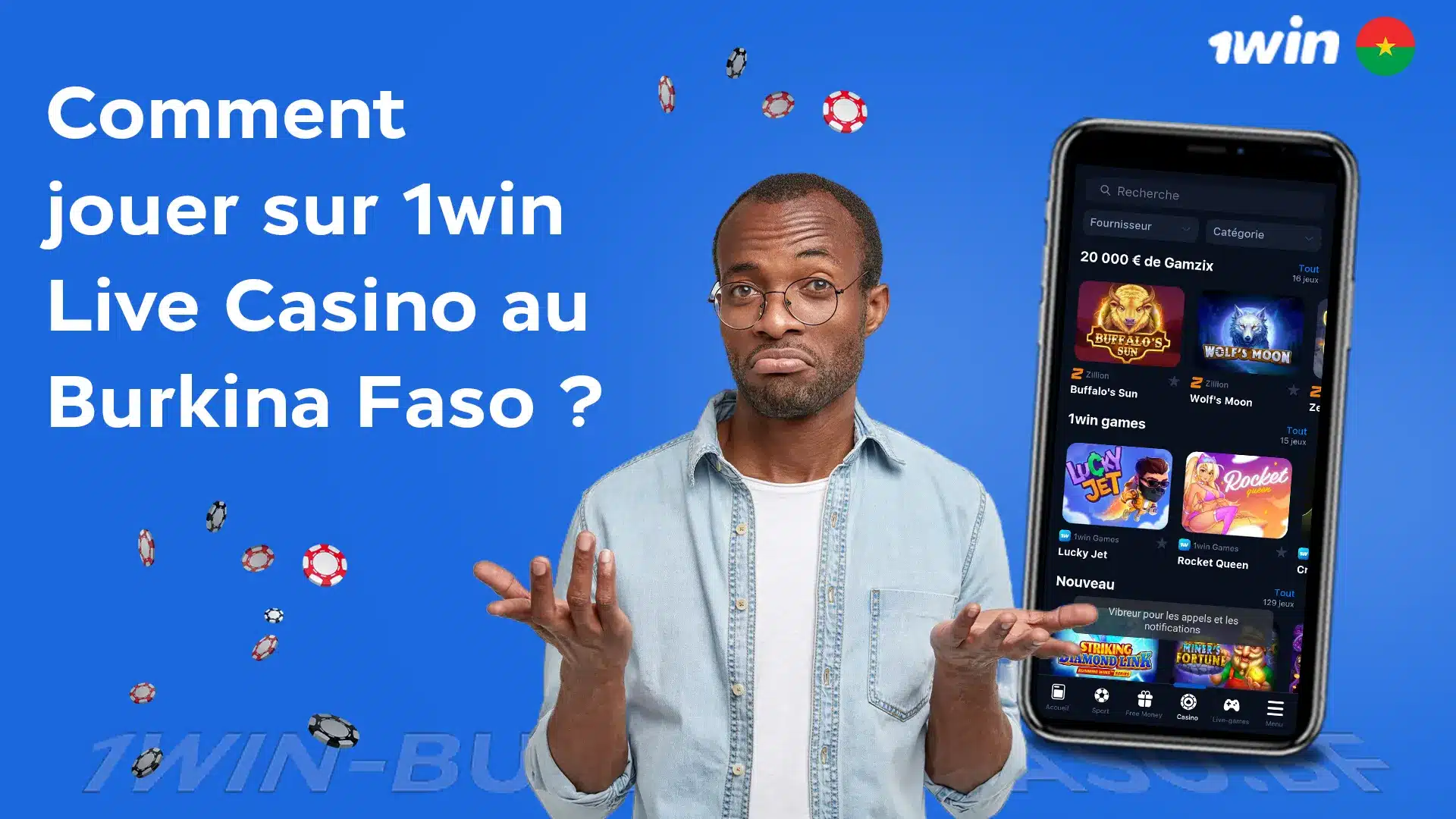 Comment jouer sur 1win Live Casino au Burkina Faso