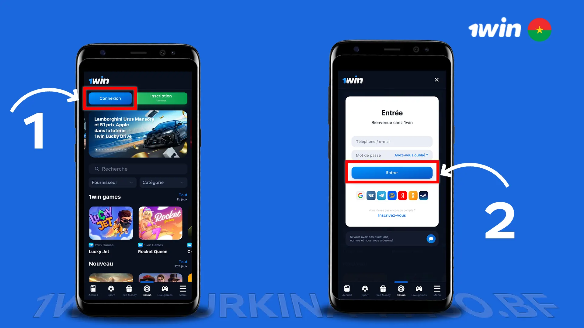 Ouvrez l'application 1win Apk et connectez vous