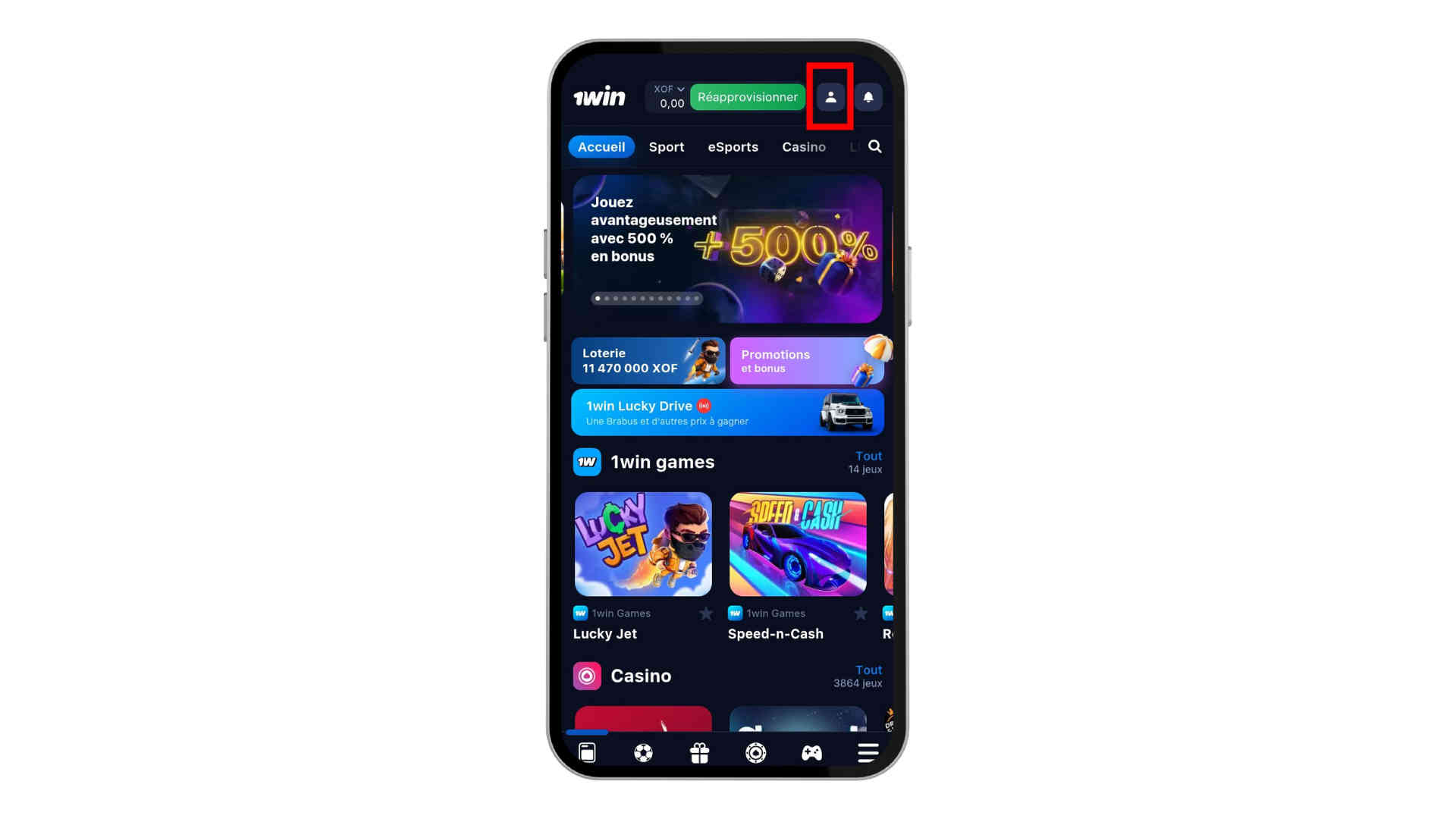 comment faire un retrait sur 1win Burkina avec Wave - accédez à votre profil